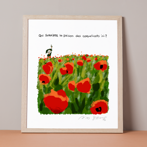 LES CAHIERS D'ESTHER <br> "Les Coquelicots" Format 40 cm x 50 cm <br> <font color="red">Signé par Riad Sattouf </font>